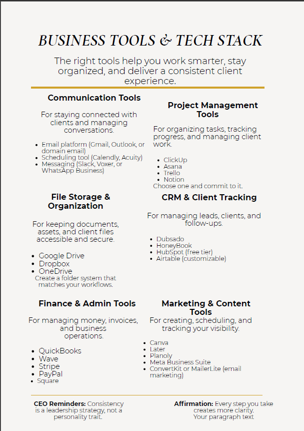 CEO's Essential Business Systems Starter Kit