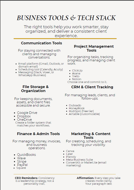 CEO's Essential Business Systems Starter Kit